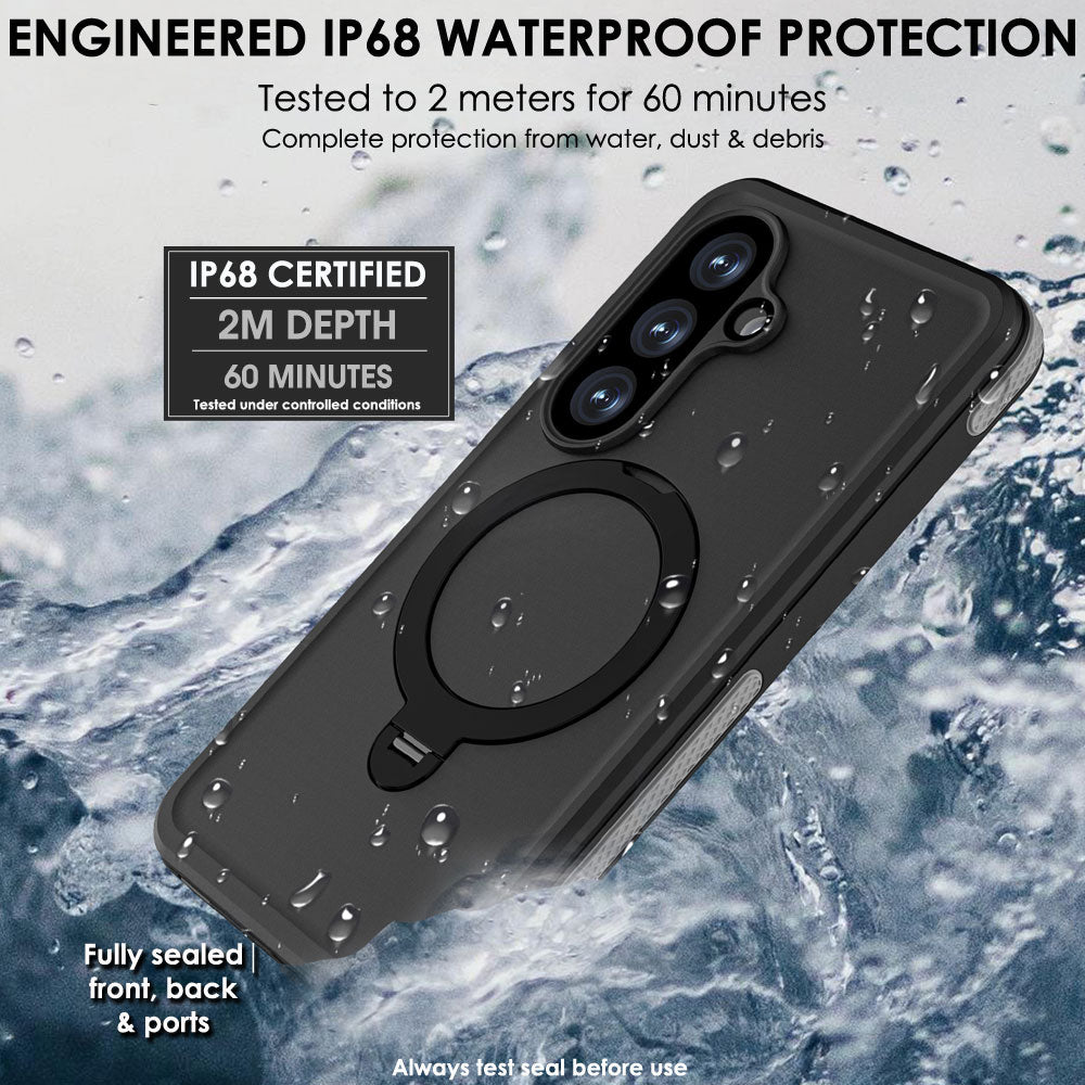 TECHGEAR Waterproof Magnetic Stand Case for Samsung Galaxy S26 Plus (S26+) – IP68 Shockproof Full Body Magnetic Charging Compatible Cover
