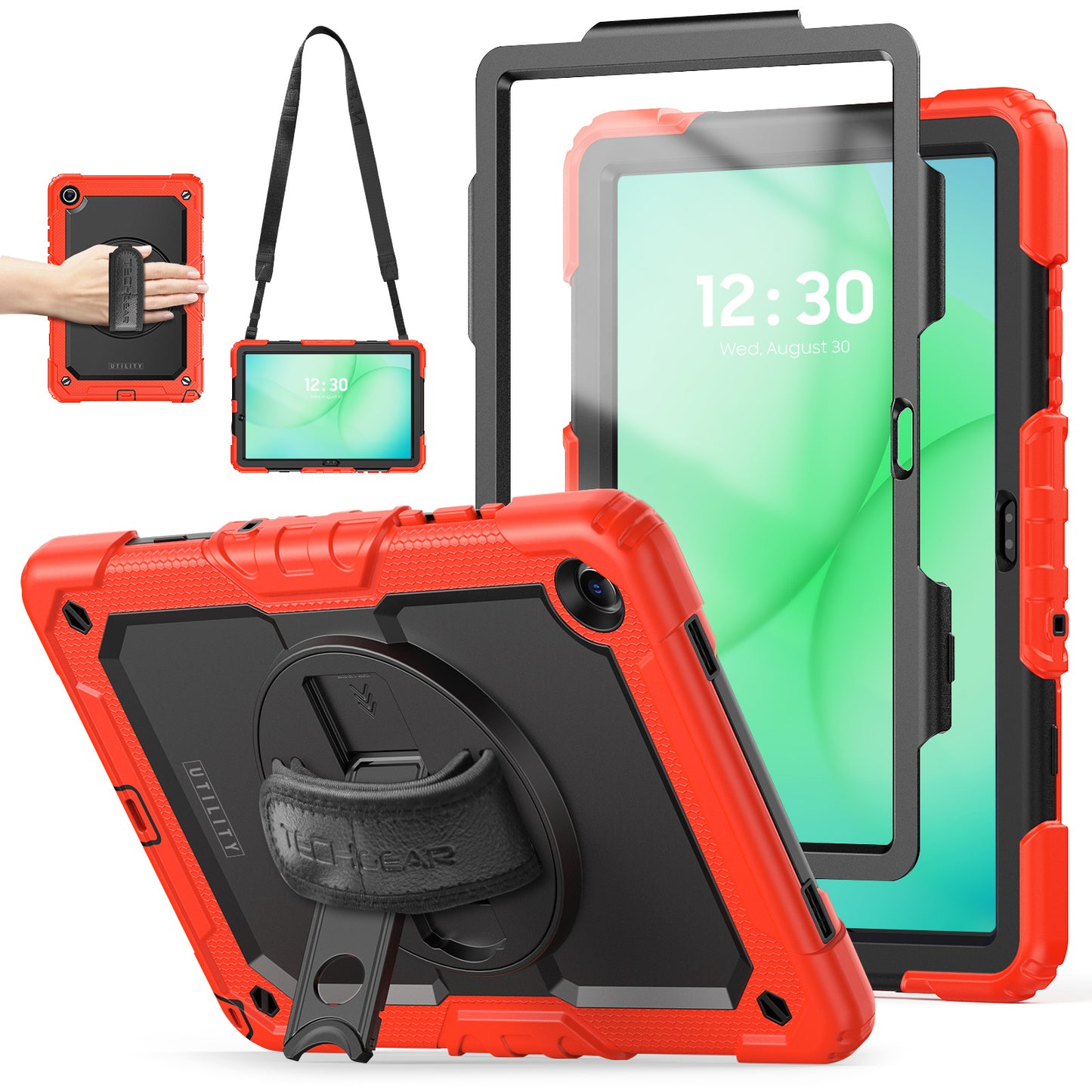 TECHGEAR Utility Case for Samsung Galaxy Tab A11+ (A11 Plus) 11" (SM-X230 / SM-X236) – Full Body Rugged Case with Stand, Hand Strap & Shoulder Strap