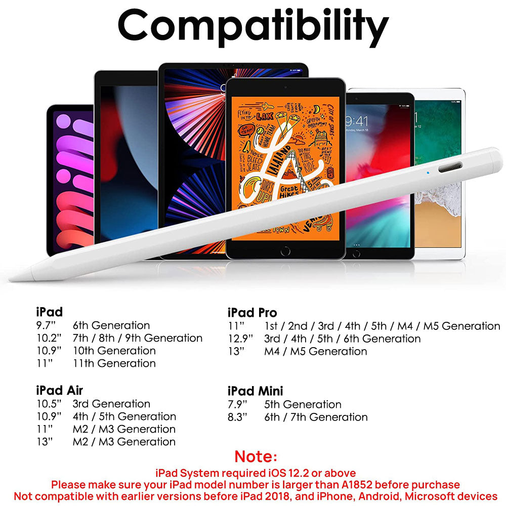 iPad Pencil with Palm Rejection/Tilt Sensitivity/Magnetic Attach iPad Active Stylus Pen for iPad 2018 - 2025