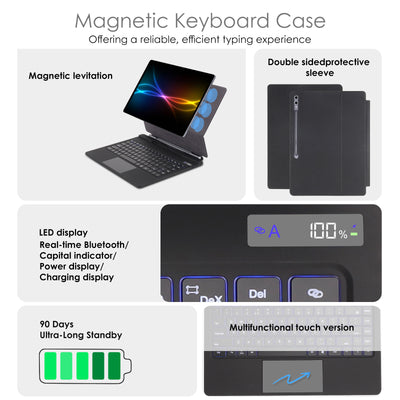 [Magic Keyboard] Magnetic Floating Stand, Precision Multi-Touch Trackpad, 7 Color Backlight, UK QWERTY for Samsung Galaxy Tab S10 Ultra, S9 Ultra, S8 Ultra 14.6" (X920 / X910 / X900 Series)