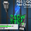 TECHGEAR 240 W USB-C to USB-C Super Fast Charging Cable with LED Light – PD 3.1 / 48 V 5 A, E-Marker, Nylon Braided – 0.3 m | 1 m | 2 m | 3 m | 2 Pack | 3 Pack