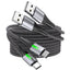 TECHGEAR 60 W USB-A to USB-C Fast Charging Cable with LED Light – 3A QC 3.0, Nylon Braided, 0.3 m | 1 m | 2 m | 3 m | 2 Pack | 3 Pack