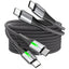 TECHGEAR 240 W USB-C to USB-C Super Fast Charging Cable with LED Light – PD 3.1 / 48 V 5 A, E-Marker, Nylon Braided – 0.3 m | 1 m | 2 m | 3 m | 2 Pack | 3 Pack