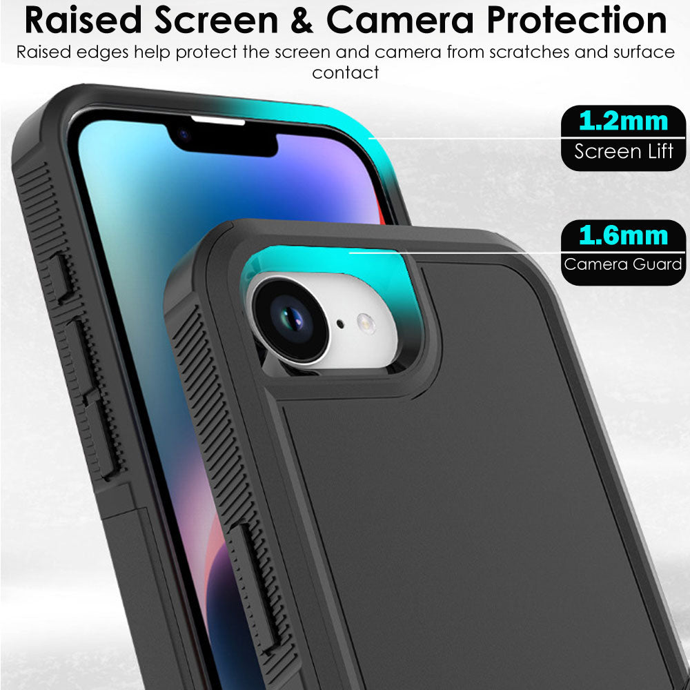 TECHGEAR Tough Rugged Case for iPhone 17e / iPhone 16e – Heavy Duty Shockproof Work Phone Case with Dual Layer Protection, Non-Slip Grip & Raised Screen Protection (Black)