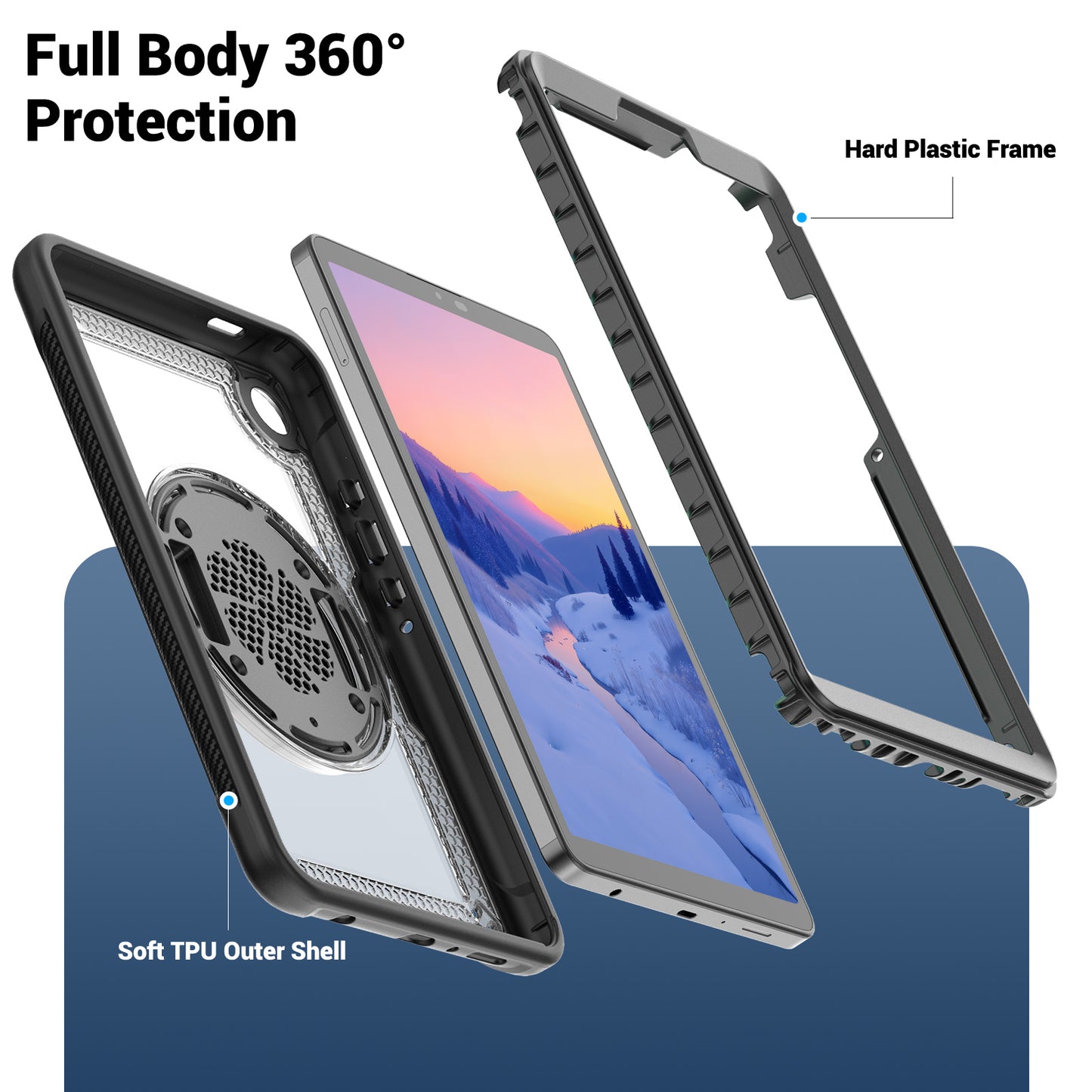 TECHGEAR JOLT Case for Samsung Galaxy Tab A11 8.7" (SM-X130 / SM-X135) – Slim Rugged Case with 360° Stand, Hand Strap & Shoulder Strap