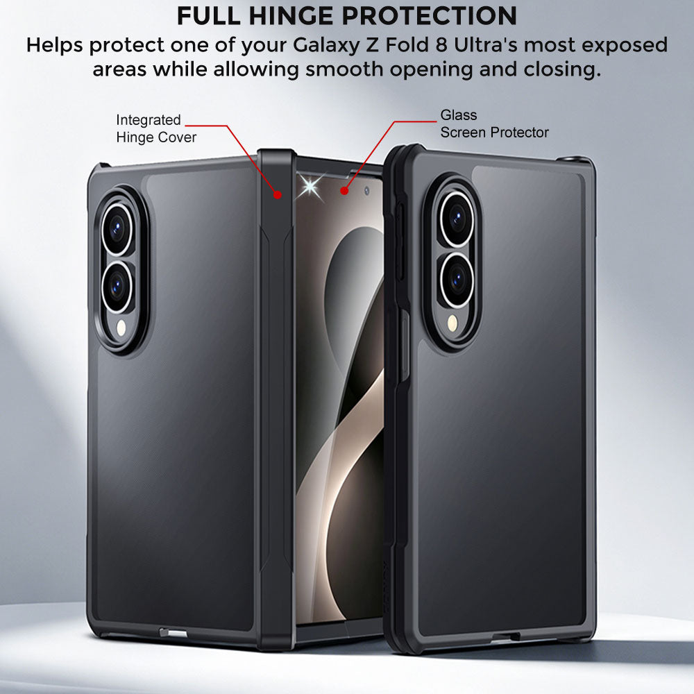 TECHGEAR Tough Case for Samsung Galaxy Z Fold 8 with Built-In Tempered Glass Screen Protector, Shockproof, Hinge Protection & Clear Back