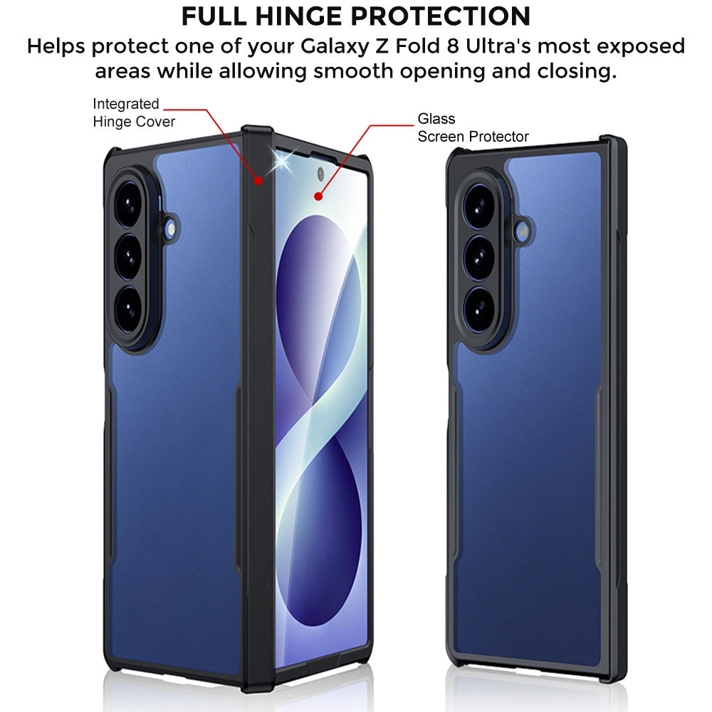 TECHGEAR Tough Case for Samsung Galaxy Z Fold 8 Ultra with Built-In Tempered Glass Screen Protector, Shockproof, Hinge Protection & Clear Back