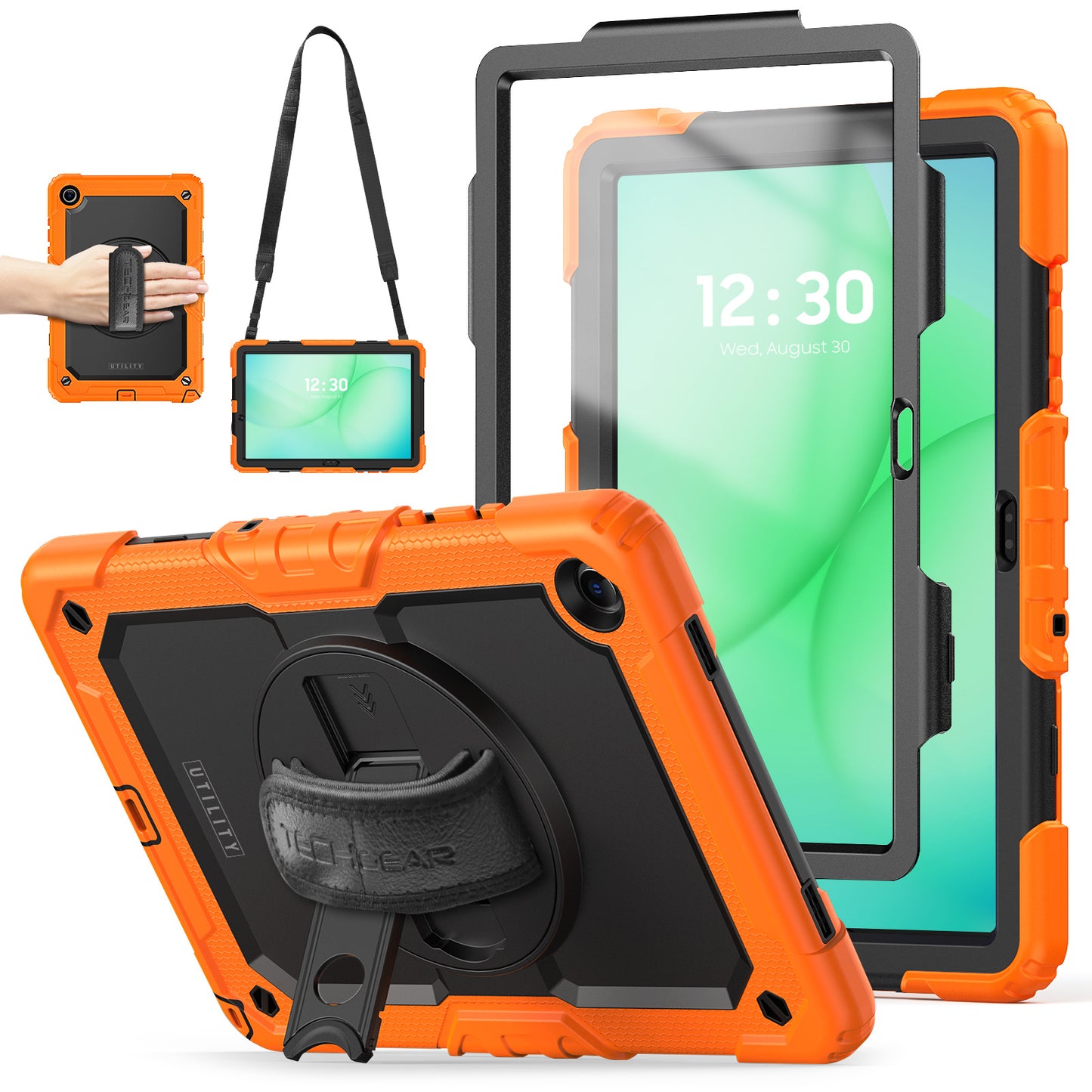 TECHGEAR Utility Case for Samsung Galaxy Tab A11+ (A11 Plus) 11" (SM-X230 / SM-X236) – Full Body Rugged Case with Stand, Hand Strap & Shoulder Strap