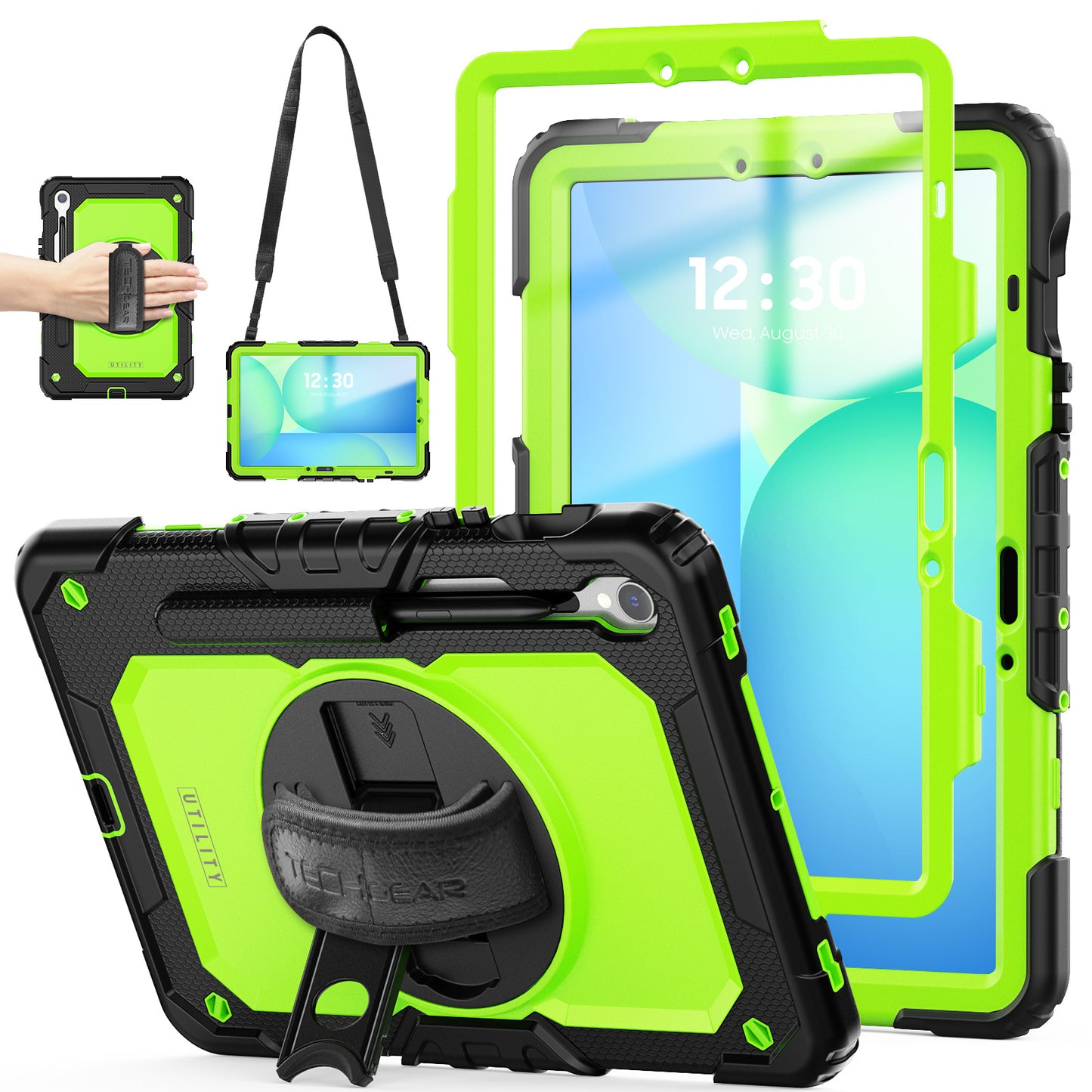 TECHGEAR Utility Case for Samsung Galaxy Tab S10 Lite / S10 FE / S9 FE 10.9" (SM-X400, X406, X520, X526, X510, X516) – Heavy Duty Full-Body Shockproof Case with Stand, Hand & Shoulder Strap
