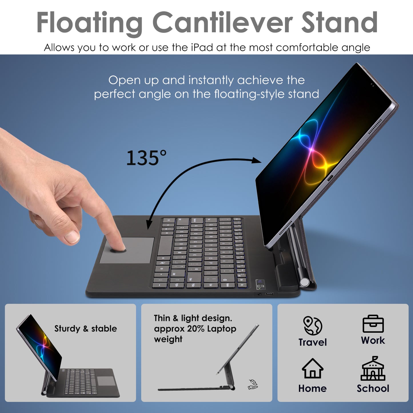[Magic Keyboard] Magnetic Floating Stand, Precision Multi-Touch Trackpad, 7 Color Backlight, UK QWERTY for Samsung Galaxy Tab S10 Ultra, S9 Ultra, S8 Ultra 14.6" (X920 / X910 / X900 Series)