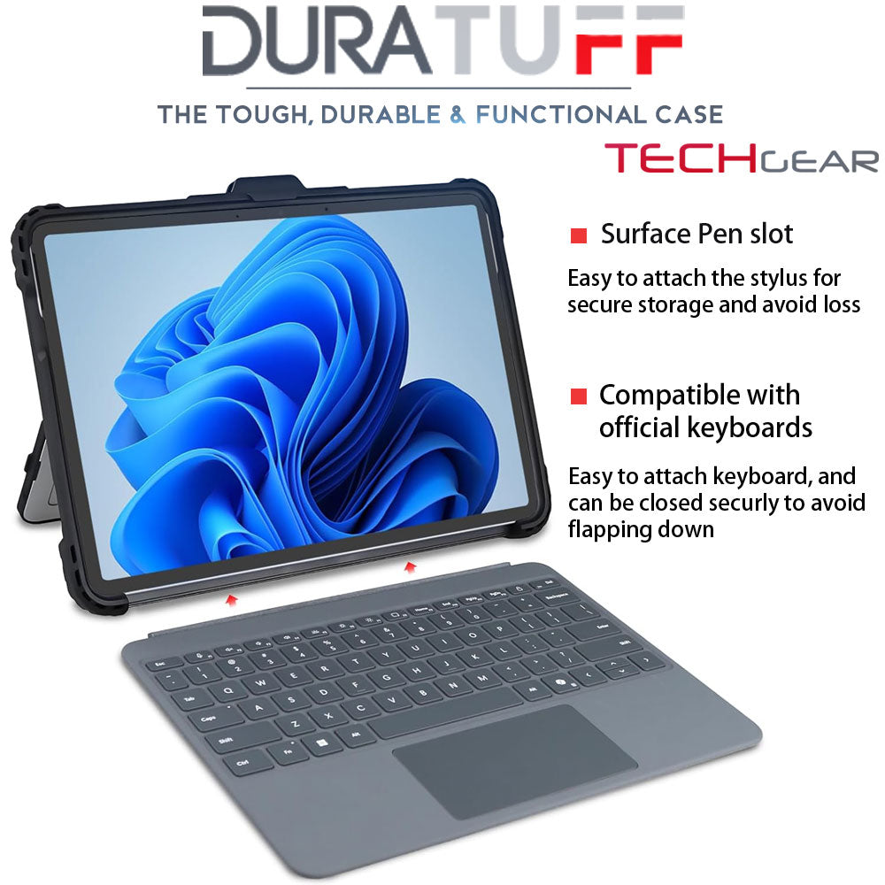 [DuraTUFF Case] Tough Rugged HEAVY DUTY Armour Shockproof Impact Case with Hand Strap, Shoulder Strap & Stand Cover for Microsoft Surface Pro 12 (12", 2025)