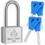 Sharkbyte [Never Rust] Long Shackle Heavy Duty Waterproof Outdoor Padlock with 4 Keys [40mm / 50mm] 100% Stainless Steel Hardened Body & Mechanism, Weatherproof Lock, Anti-Corrosion for Locker, Shed, Garage, Gym etc