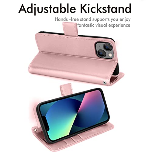 [Wallet Case] Protective Cover with Cash & Card Holder, Stand and Wrist Strap For Apple iPhone 15 Plus