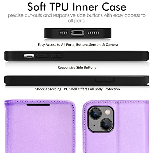 [Wallet Case] Protective Cover with Cash & Card Holder, Stand and Wrist Strap For Apple iPhone 15