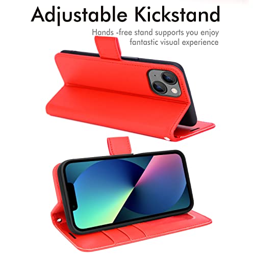 [Wallet Case] Protective Cover with Cash & Card Holder, Stand and Wrist Strap For Apple iPhone 15 Plus