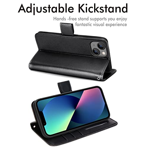 [Wallet Case] Protective Cover with Cash & Card Holder, Stand and Wrist Strap For Apple iPhone 15 Plus