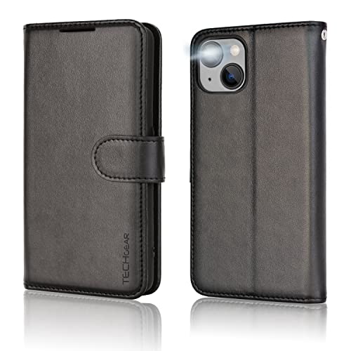 [Wallet Case] Protective Cover with Cash & Card Holder, Stand and Wrist Strap For Apple iPhone 15 Plus