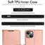 [Wallet Case] Protective Cover with Cash & Card Holder, Stand and Wrist Strap For Apple iPhone 15