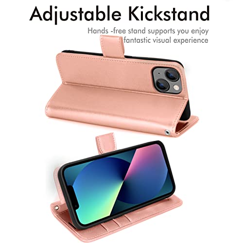[Wallet Case] Protective Cover with Cash & Card Holder, Stand and Wrist Strap For Apple iPhone 15 Plus
