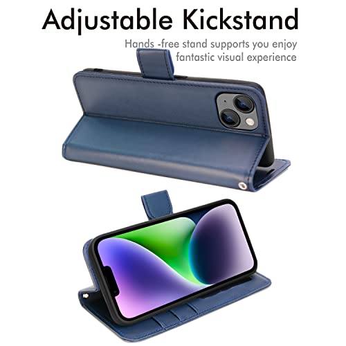 [Wallet Case] Protective Cover with Cash & Card Holder, Stand and Wrist Strap For Apple iPhone 15