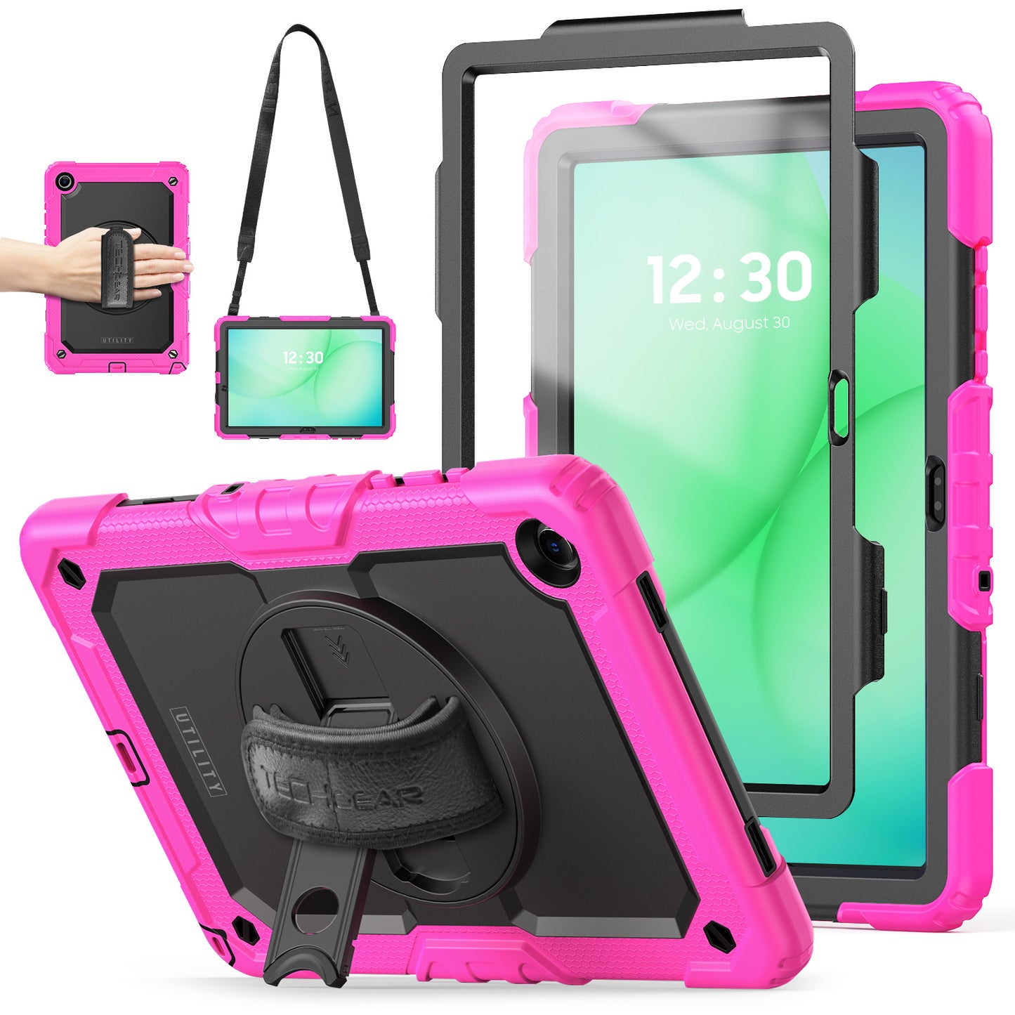 TECHGEAR Utility Case for Samsung Galaxy Tab A11+ (A11 Plus) 11" (SM-X230 / SM-X236) – Full Body Rugged Case with Stand, Hand Strap & Shoulder Strap