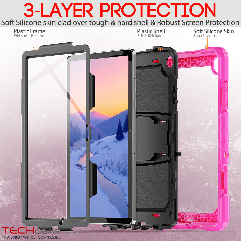 TECHGEAR ArmourSHIELD Case for Samsung Galaxy Tab A11+ (A11 Plus) 11" (SM-X230/X236) – Tough Rugged Full Body Case with Screen Protector & Kickstand
