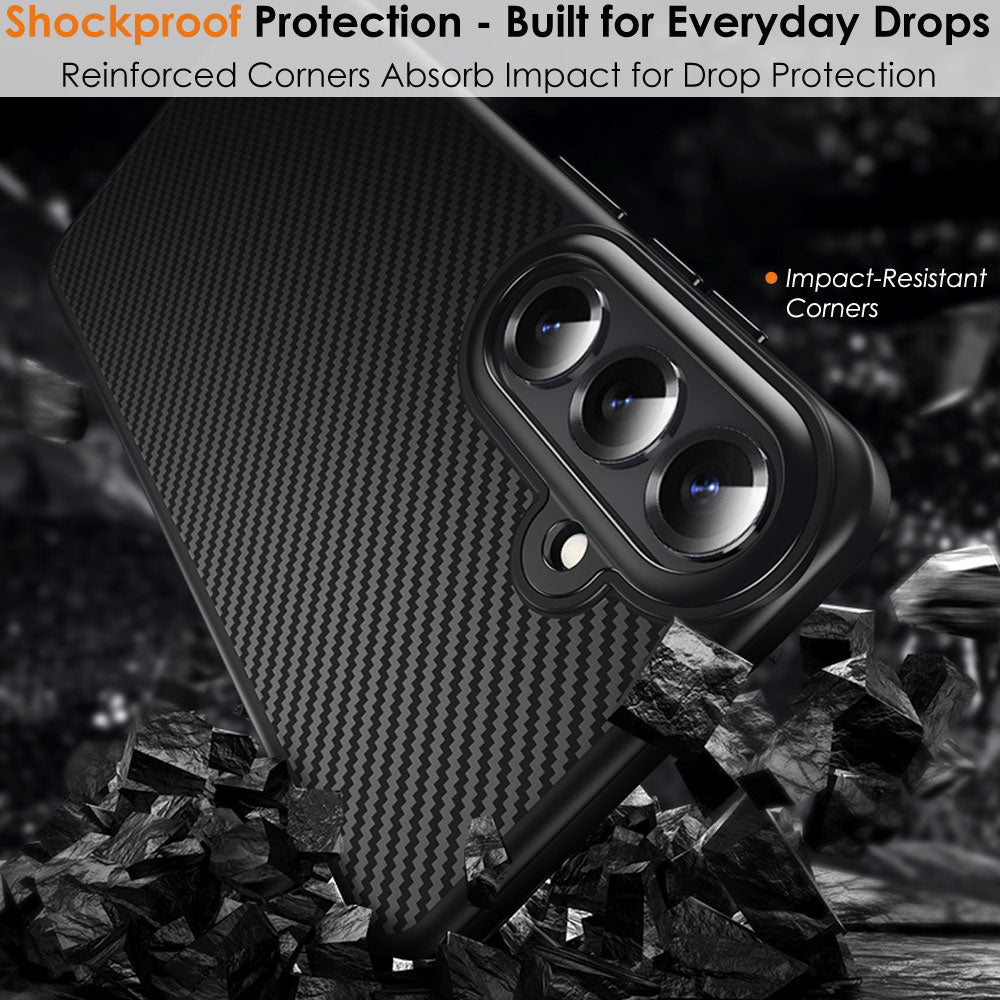 TECHGEAR Carbon Fibre Case for Samsung Galaxy S26 - Magnetic Slim Shockproof Hard Back Cover, Wireless Charging Compatible