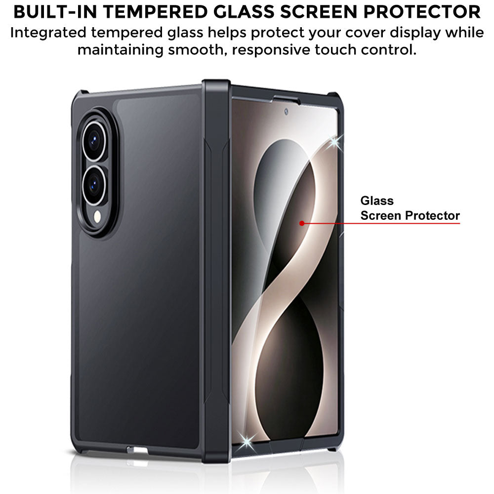TECHGEAR Tough Case for Samsung Galaxy Z Fold 8 with Built-In Tempered Glass Screen Protector, Shockproof, Hinge Protection & Clear Back