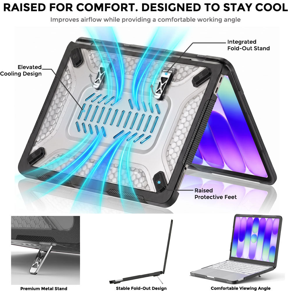 TECHGEAR BallisticWrap Case for MacBook Neo 13" (2026 A18 Pro) - Student Laptop Tough Hard Shell Cover with Kickstand, Shockproof TPU Edges