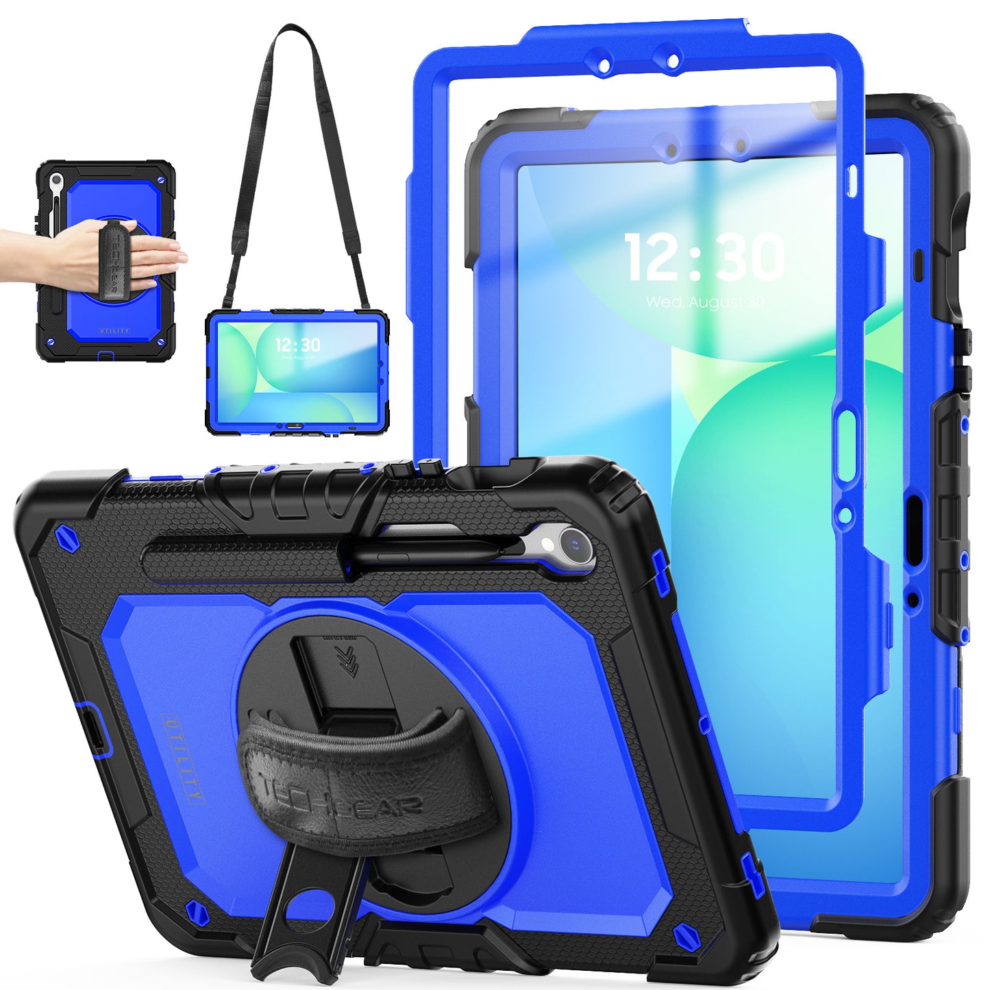 TECHGEAR Utility Case for Samsung Galaxy Tab S10 Lite / S10 FE / S9 FE 10.9" (SM-X400, X406, X520, X526, X510, X516) – Heavy Duty Full-Body Shockproof Case with Stand, Hand & Shoulder Strap