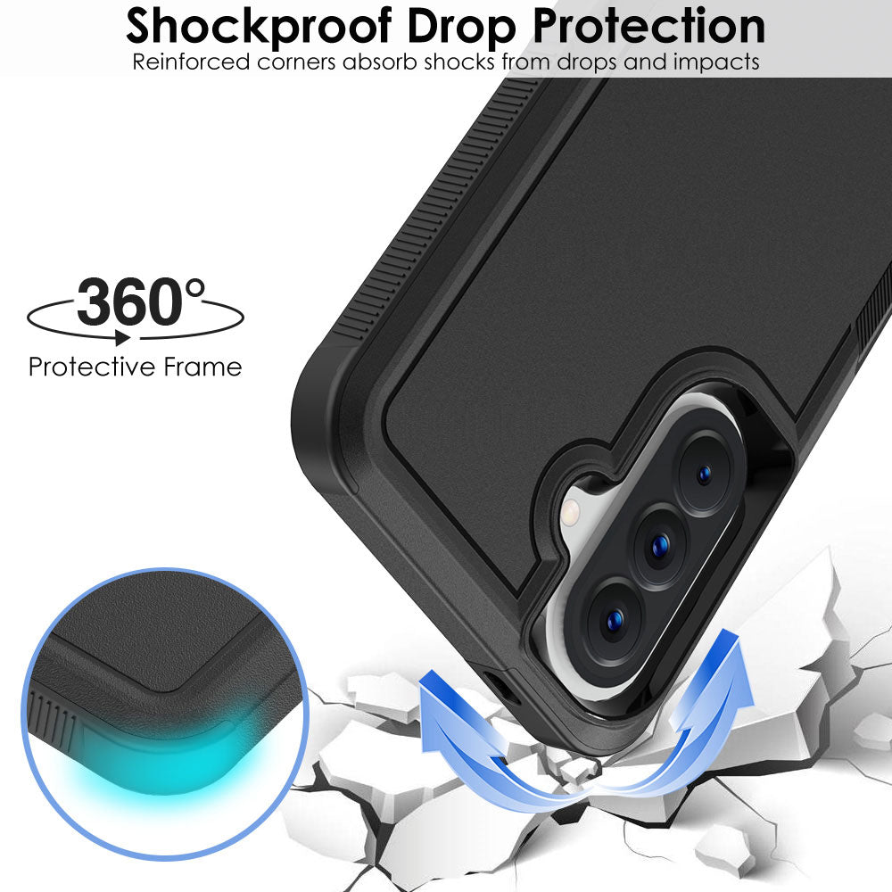 TECHGEAR Tough Rugged Case for Samsung Galaxy A37 5G / A36 5G / A56 5G – Heavy Duty Shockproof Work Phone Case with Dual Layer Protection, Non-Slip Grip & Raised Screen Protection (Black)