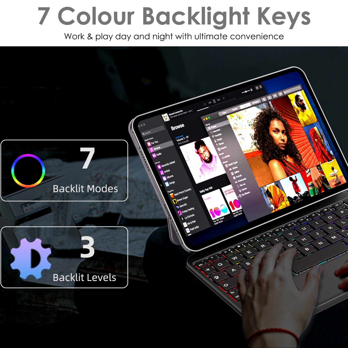 TECHGEAR Magic Keyboard Case for iPad Mini 7 (A17 Pro) & Mini 6 – Magnetic Floating Stand, Trackpad, 7-Colour Backlit UK QWERTY, Slim Portable Folio