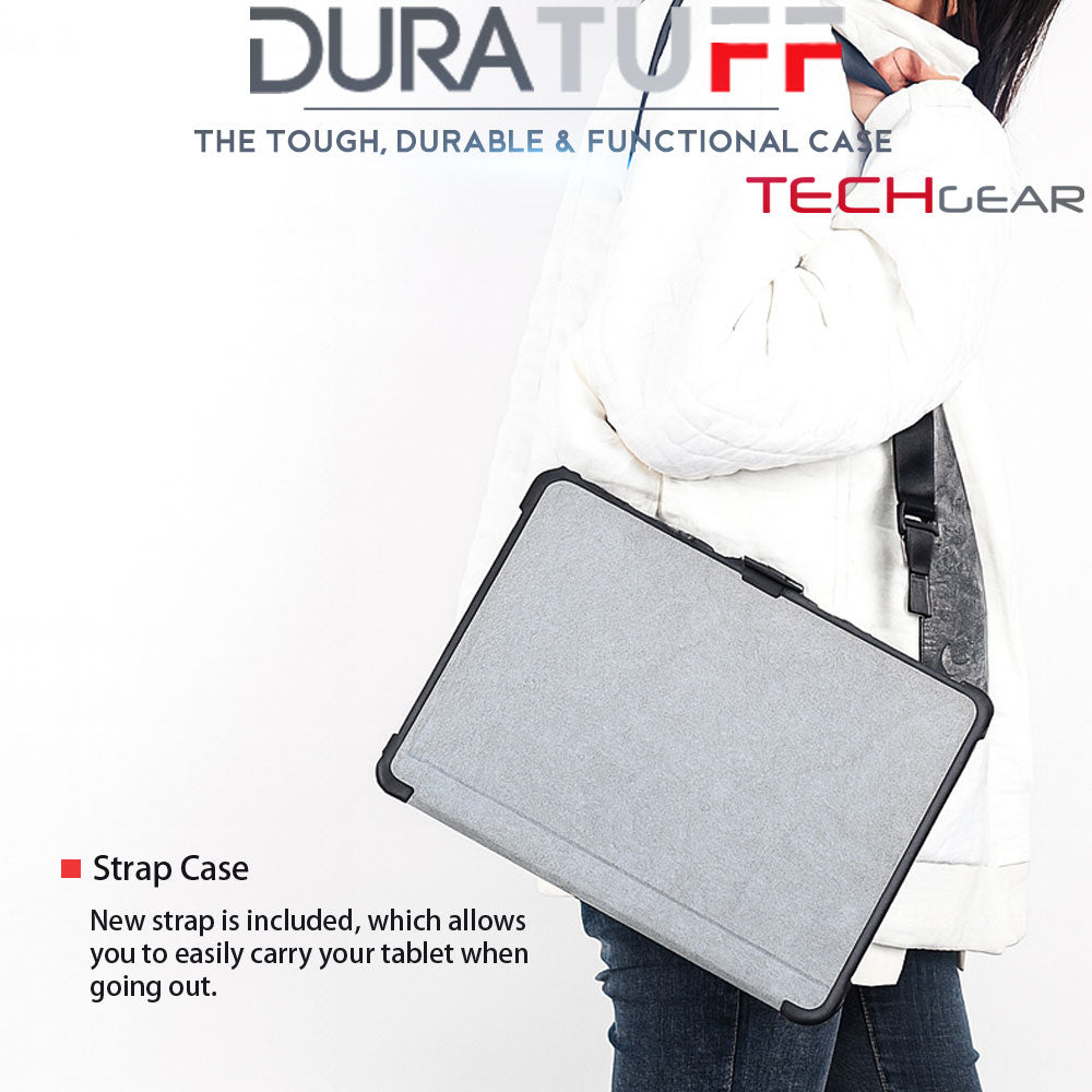 [DuraTUFF Case] Tough Rugged HEAVY DUTY Armour Shockproof Impact Case with Hand Strap, Shoulder Strap & Stand Cover for Microsoft Surface Pro 12 (12", 2025)