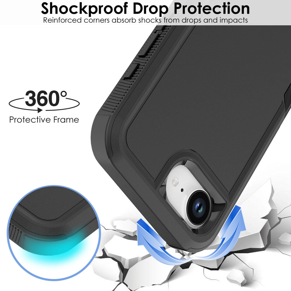 TECHGEAR Tough Rugged Case for iPhone 17e / iPhone 16e – Heavy Duty Shockproof Work Phone Case with Dual Layer Protection, Non-Slip Grip & Raised Screen Protection (Black)