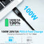 TECHGEAR 100W USB-C to USB-C Fast Charging Cable with LED Power Display – PD3.0 / QC4.0, Nylon Braided, E-Marker Chip, 30cm | 1m | 2m | 3m