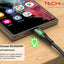 TECHGEAR 60 W USB-A to USB-C Fast Charging Cable with LED Light – 3A QC 3.0, Nylon Braided, 0.3 m | 1 m | 2 m | 3 m | 2 Pack | 3 Pack