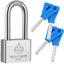 Sharkbyte [Never Rust] Long Shackle Heavy Duty Waterproof Outdoor Padlock with 4 Keys [40mm / 50mm] 100% Stainless Steel Hardened Body & Mechanism, Weatherproof Lock, Anti-Corrosion for Locker, Shed, Garage, Gym etc