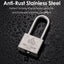 Sharkbyte [Never Rust] Long Shackle Heavy Duty Waterproof Outdoor Padlock with 4 Keys [40mm / 50mm] 100% Stainless Steel Hardened Body & Mechanism, Weatherproof Lock, Anti-Corrosion for Locker, Shed, Garage, Gym etc