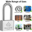 Sharkbyte [Never Rust] Long Shackle Heavy Duty Waterproof Outdoor Padlock with 4 Keys [40mm / 50mm] 100% Stainless Steel Hardened Body & Mechanism, Weatherproof Lock, Anti-Corrosion for Locker, Shed, Garage, Gym etc