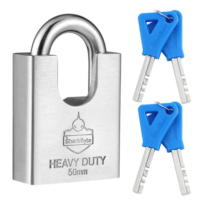 Sharkbyte [Never Rust] Concealed Shackle Heavy Duty Waterproof Outdoor Padlock with 4 Keys [50mm / 60mm] 100% Stainless Steel Hardened Body & Mechanism, Weatherproof Lock, Anti-Corrosion for Container, Locker, Shed, Warehouse, Garage, Gate etc