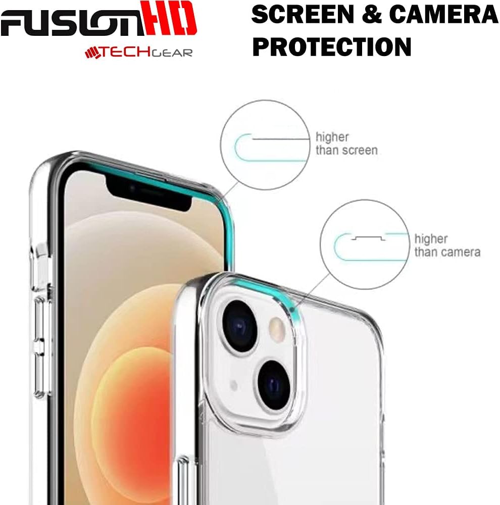 [Fusion HD Case] Shockproof Fused Gel Bumper & Hard Back Slim Clear Cover for iPhone 13 Mini