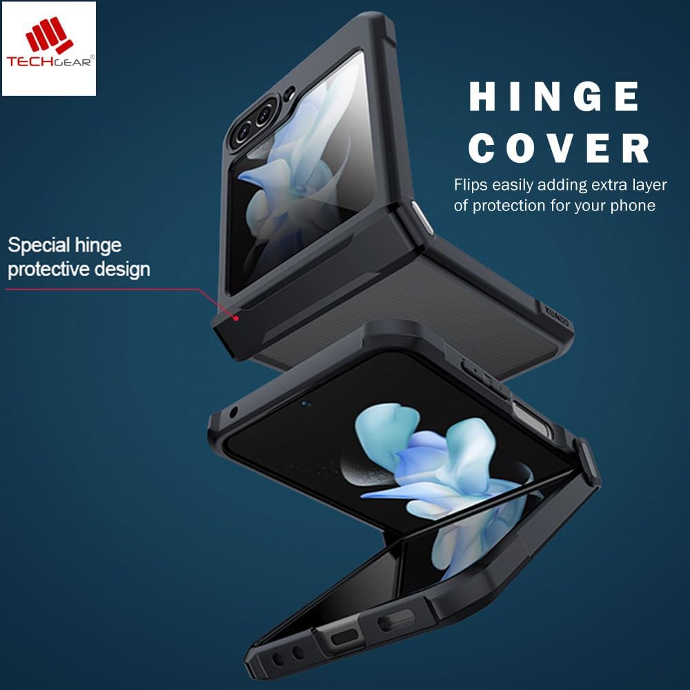 Samsung Galaxy Z Flip 5 Screen Protector & Hinge Case, Premium Fusion Tough Rugged [Hinge Protection Cover] [Screen Protector] Slim Heavy Duty Case
