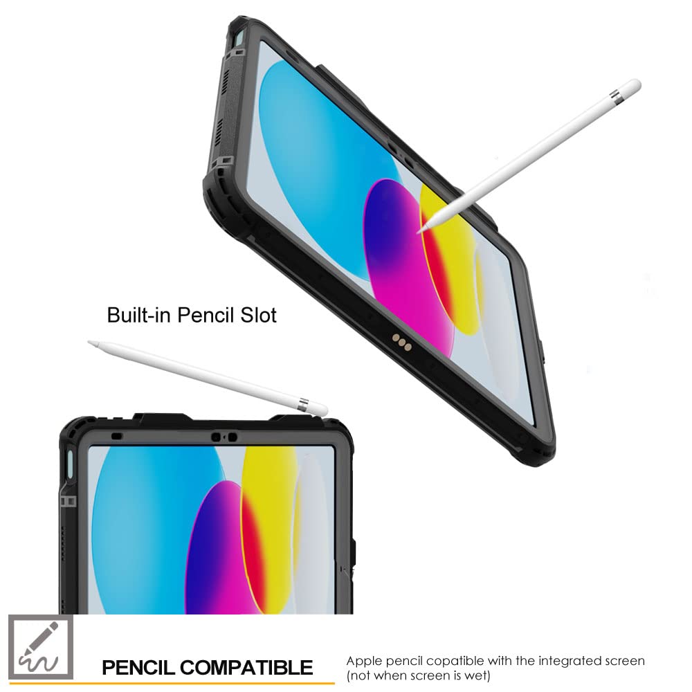 TECHGEAR iPad A16 Waterproof Case 11th Generation (11" / 2025) & iPad 10th Gen 10.9 inch – Poseidon Rugged Shockproof Cover with Screen Protector, Stand, Shoulder & Hand Strap