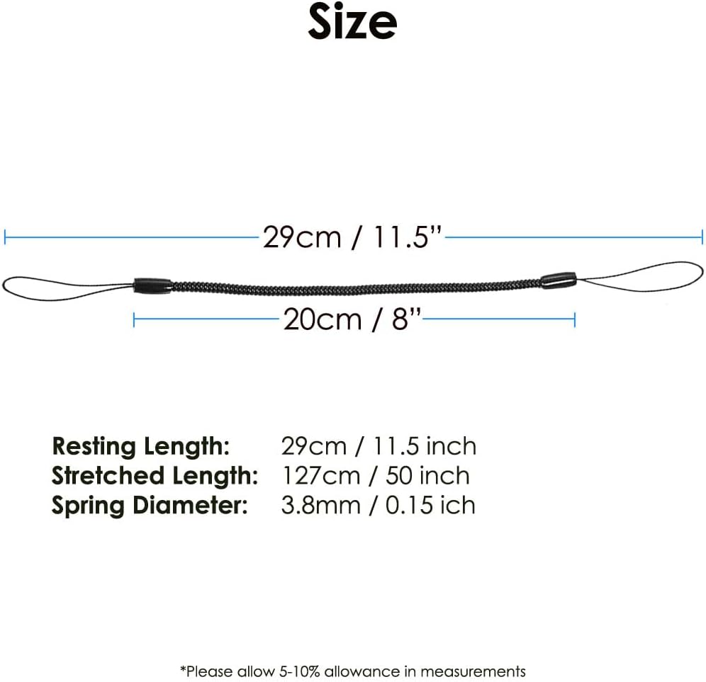 [Stylus Tether] 8" Retractable Spring Coil Strap, Elastic Coil Lanyards, Tether Strings Cord for Stylus Touch Pens/Pencils