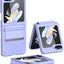 Samsung Galaxy Z Flip 5 Screen Protector Case, Z Flip 5 Case with Stylish Leather Hinge & Metal Trim, Hard PC Shockproof [Screen Protector] Case