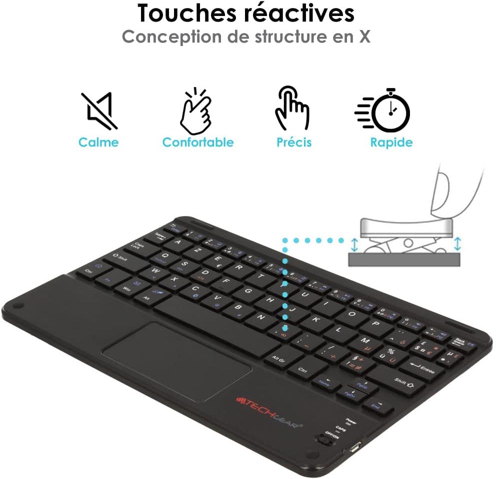 TECHGEAR Pro Draadloos Bluetooth AZERTY-toetsenbord met geïntegreerd multifunctioneel touchpad voor tablet en telefoon, LG, Lenovo M10, Samsung, Huawei, OnePlus, YESTEL, YOTOPT, SANNUO ( toetsenbordhoes TECHGEAR Pro Draadloos Bluetooth AZERTY-toetsenbord met geïntegreerd multifunctioneel touchpad voor tablet en telefoon, LG, Lenovo M10, Samsung, Huawei, OnePlus, YESTEL, YOTOPT, SANNUO ( toetsenbordhoes