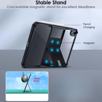 [Fusion Armour] Premium Slim Hybrid Tough Rugged Protective Bumper Case With Stand, Heavy Duty with Clear Back for Apple iPad Mini 6
