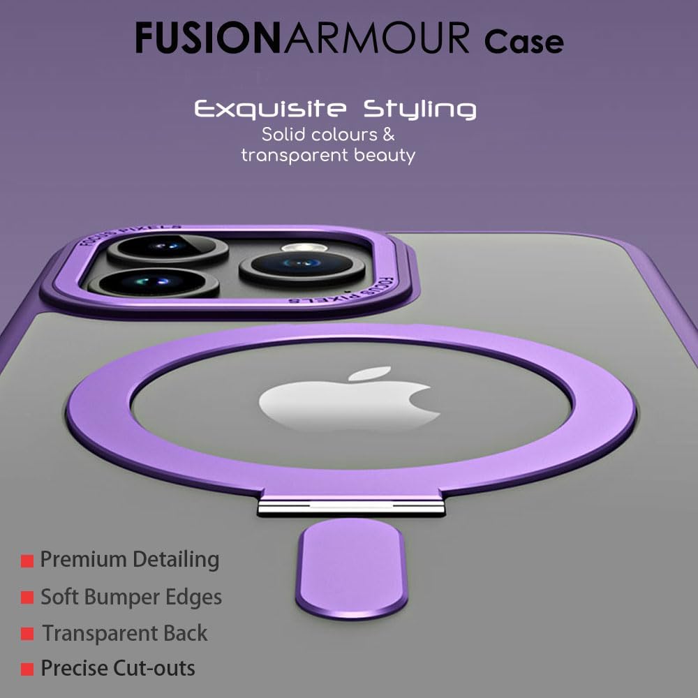 [Fusion Armour Ring] Premium Tough Protective Magnetic Ring Kickstand Case, MagSafe Case for iPhone 15 Pro Max 6.7"