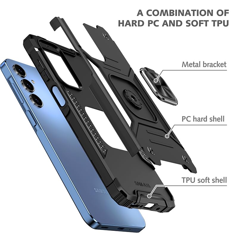 [Tough Armour] Samsung Galaxy A16 5G / A16 4G Military Grade Heavy Duty Protective Case with Magnetic Metal Ring Kickstand