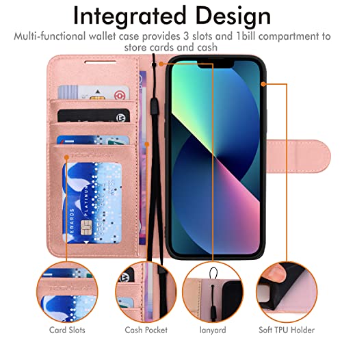 [Wallet Case] Protective Cover with Cash & Card Holder, Stand and Wrist Strap For Apple iPhone 15 Plus